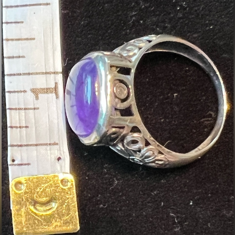 Source Unknown Silver And Purple Ring - image 5